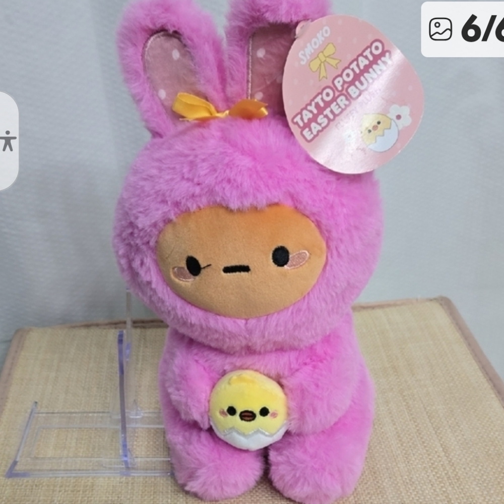 10" Pink Fluffy Stuffed Bunny Plush